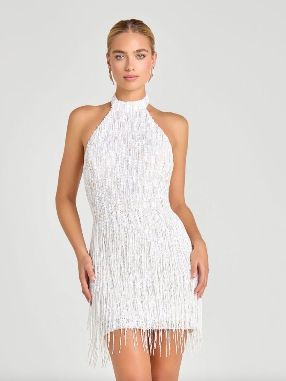 Nadine Merabi Embellished White Mini Dress – Bridal Second Look